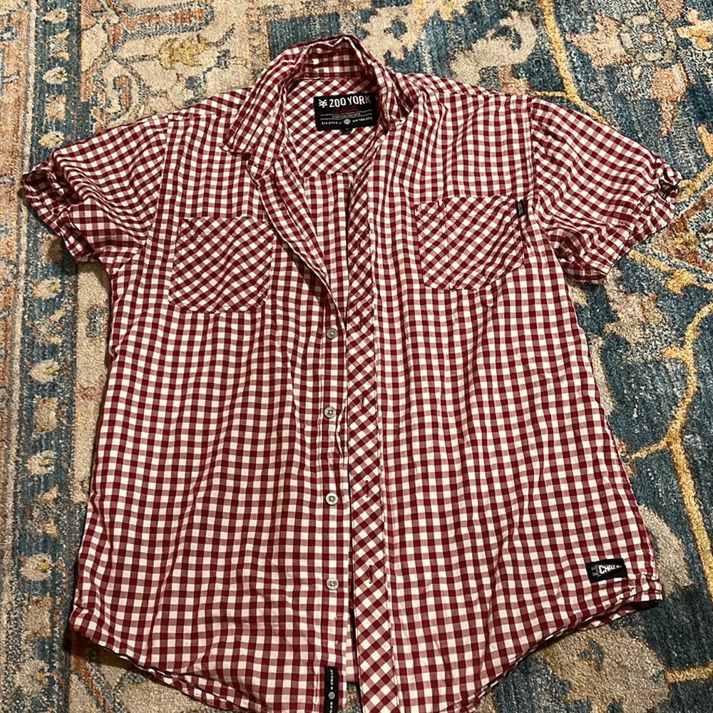 100% Cotton Medium Red Checkered Buttondown